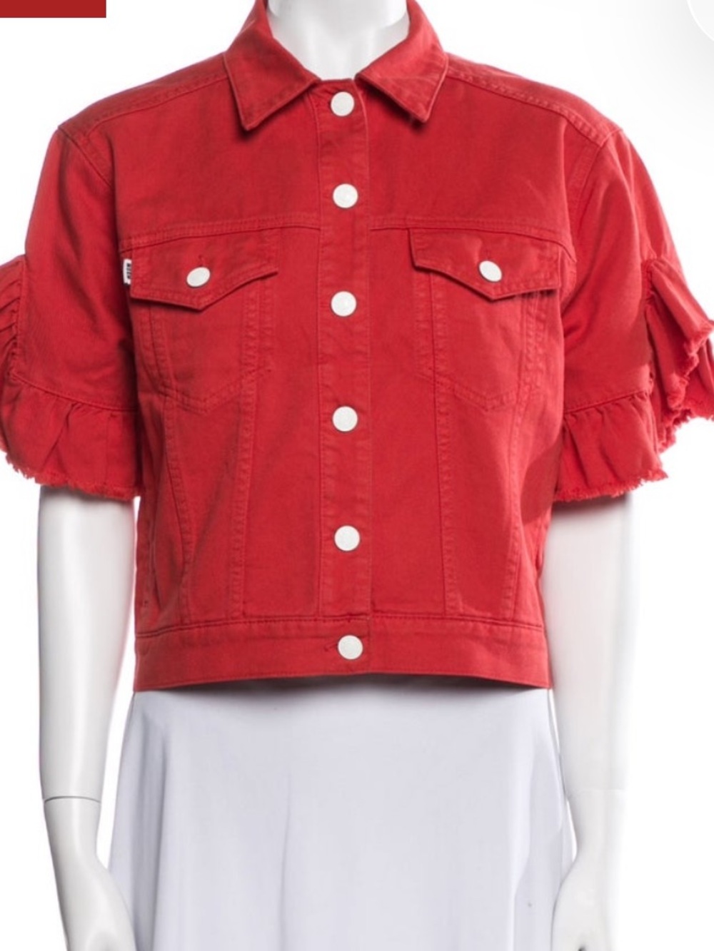 MSGM Red Short-Sleeve Jean Jacket